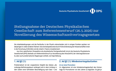 WissZeitVG: DPG bezieht Stellung zum aktuellen Referentenentwurf