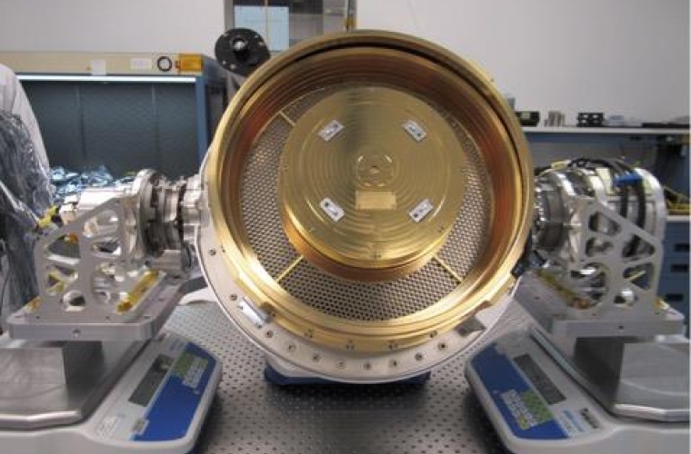 The IMAP-Lo instrument and electronics box for the Interstellar Mapping and Acceleration Probe (IMAP) undergo inrush testing in the Electromagnetic Interference and Compatibility test facility at the Johns Hopkins Applied Physics Laboratory in Laurel, Maryland.