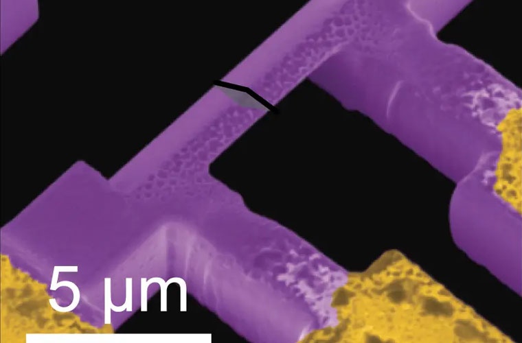 Rasterelektronenmikroskopische Aufnahme der Mikrostruktur mit parallelogrammförmigem Querschnitt