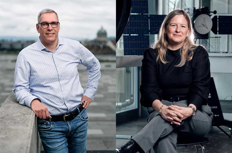 Dr. Christopher Broeg (l.), Dr. Andrea Fortier (Quelle: UniBE, Dres Hubacher)