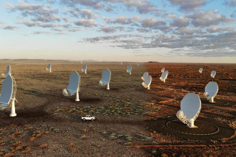 Abb.: Ein Teil des Square Kilometre Array Observatory in Südafrika.