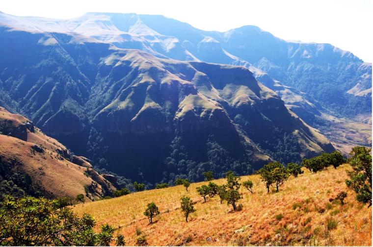 Abb.: Der Drakensberg ist Teil der Großen Randstufe (Great Escarpment) in...