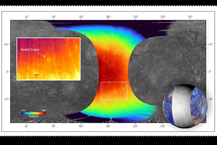 Abb.: Erste Aufnahmen des Merkur von BepiColombo im Thermalinfrarot