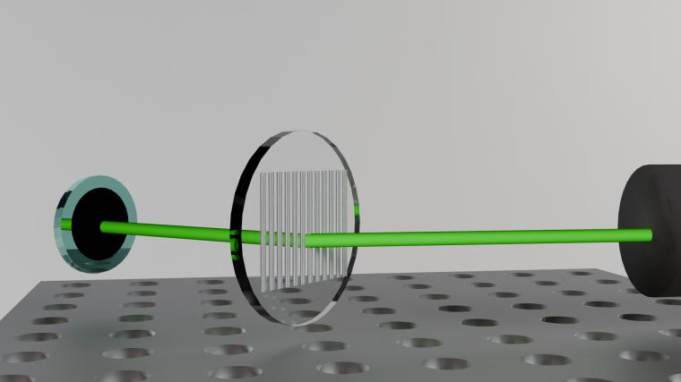 Abb.: Ein Laser trifft in dieser Illustration auf ein Metagitter, das die...