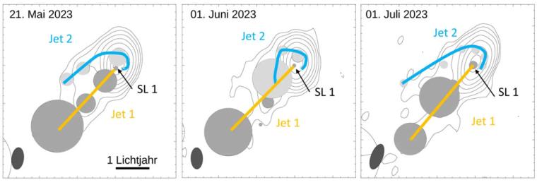 Die Zentralregion der Galaxie Mrk 501 bei einer Frequenz von 43 Gigahertz an...