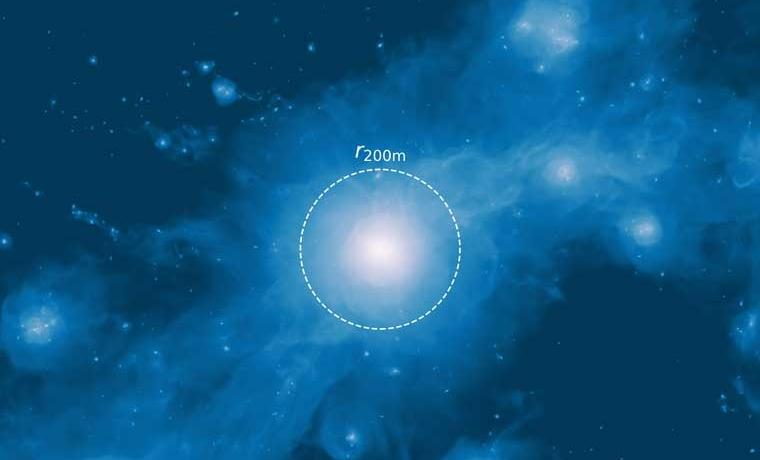Röntgenaufnahmen der großräumigen Umgebung eines Galaxienhaufens in der...