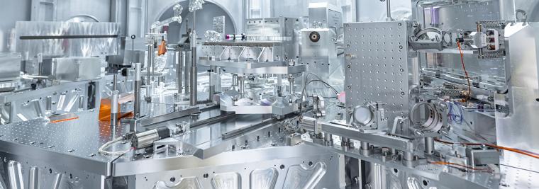 Aufbau am Experimentplatz L4n-P3 der ELI Beamlines-Anlage südlich von Prag, wo...