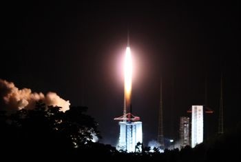 Abb.: Start des Chang’e 4 Relay-Satel­liten Queqiao am 21. Mai 2018. (Bild:...