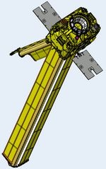 Abb.: CAD-Modell des CNES-Satel­liten Micro­scope mit zwei ent­falteten...