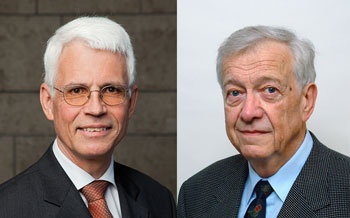 Werner Hofmann (links) erhält 2016 die Stern-Gerlach-Medaille der DPG. Herbert...
