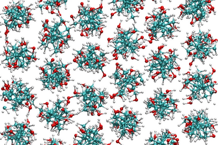 Abb.: Simuliertes Modell der molekularen Struktur der plastischen Kristallen...