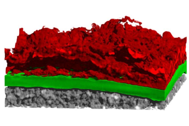 Abb.: Nach längerer Betriebsdauer bilden sich am Lithium (grün) Bereiche...