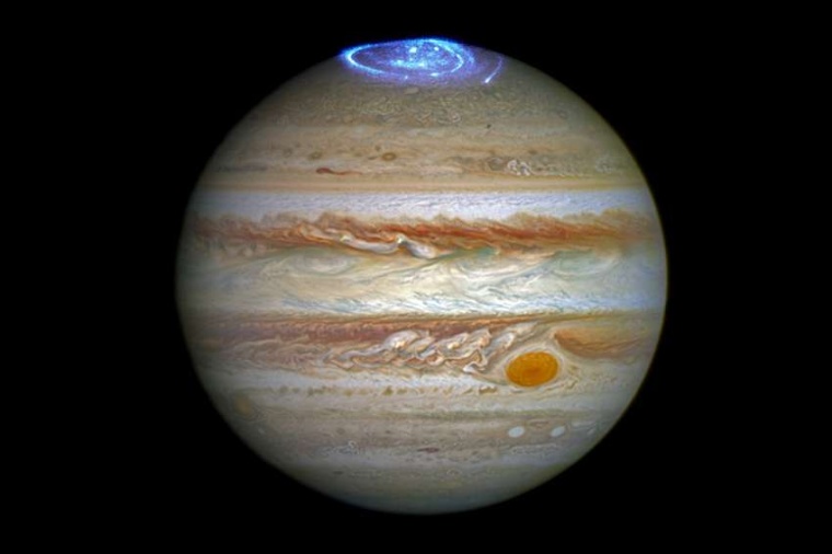 Abb.: Polarlichter auf Jupiter. (Bild: NASA / ESA / J. Nichols, U. Leicester)