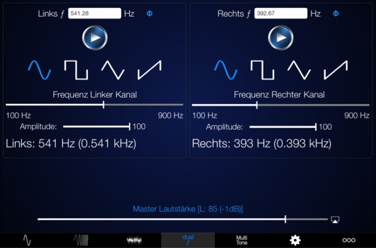 Abb. 1 Mit der iOS-APP Audio-Funktionsgenerator lassen sich verschiedene...