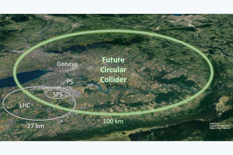 Das Luftbild zeigt die Lage des 100 Kilometer langen Tunnels des Future...
