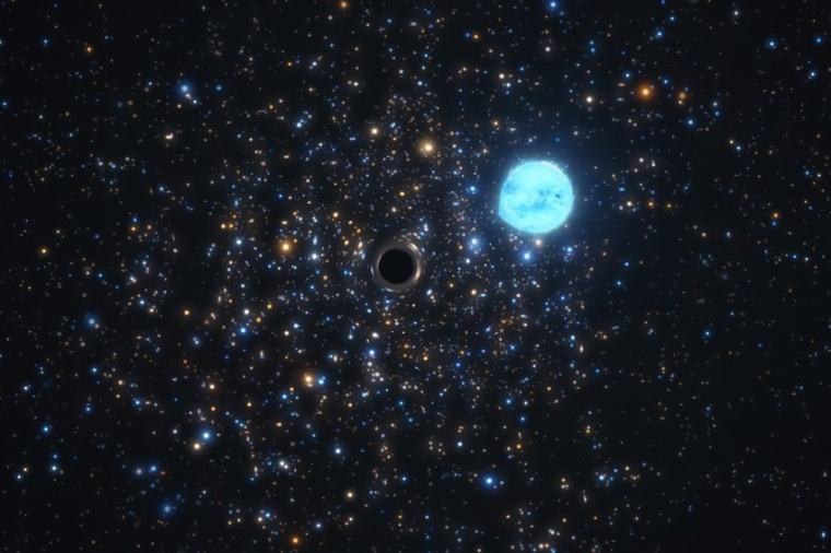 Abb.: Künstlerische Darstellung des schwarzen Lochs in NGC 1850, das seinen...