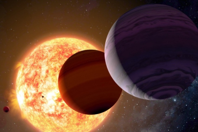 Abb.: Künstlerische Darstellung des Exoplaneten-Systems um den...