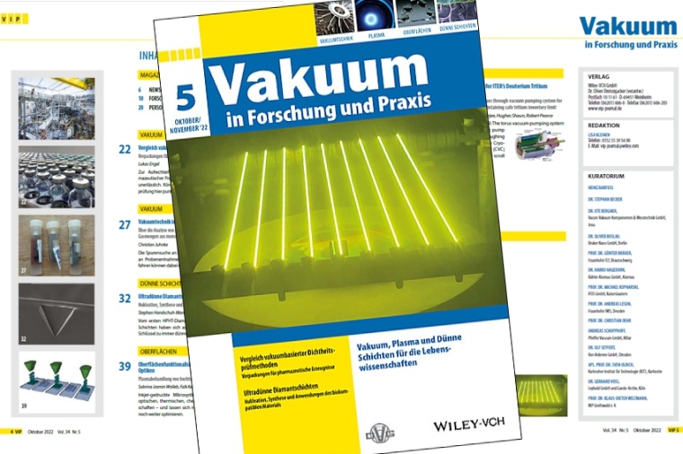 Abb.: Die aktuelle Aus­gabe der Vaku­um in For­schung und Praxis, der...