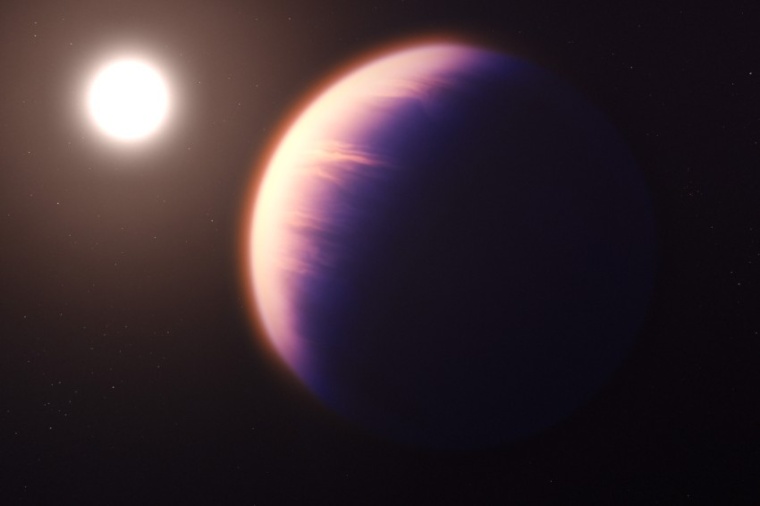 Abb.: Eine Illustration, die zeigt, wie der Exo­planet WASP-39b nach...