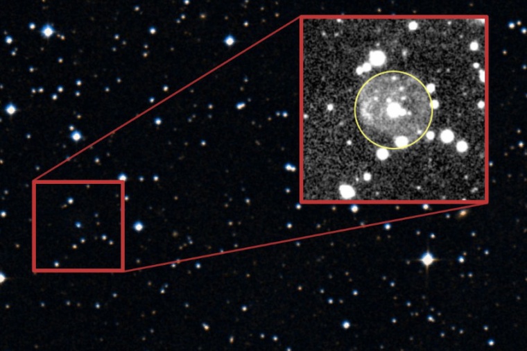 Abb.: Der Stern SALT J203959.5-034117 im plane­tarischen Nebel PN G0425-25.8...