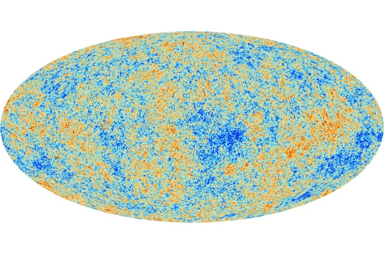 Abb.: Der kosmische Mikrowellen­hintergrund, gesehen vom Planck-Observatorium...