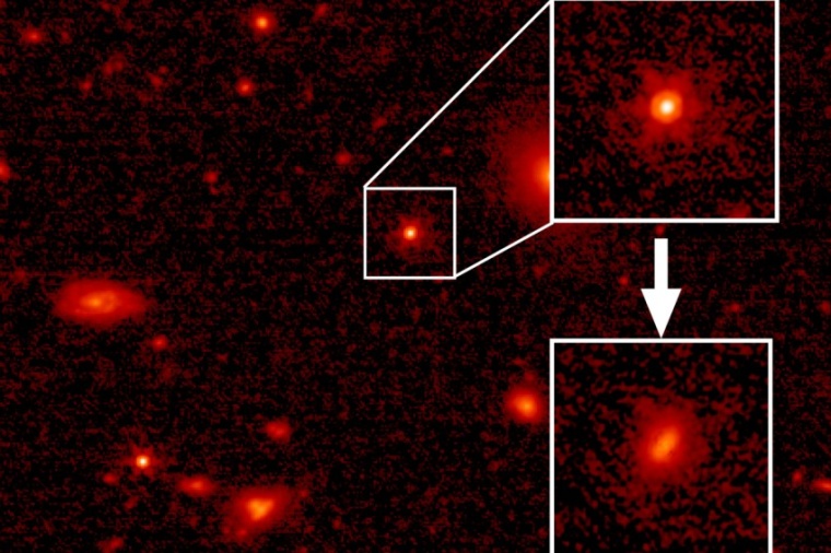 Abb.: Mit dem JWST-Instrument NIRCam aufgenommenes Bild des Quasars HSC...
