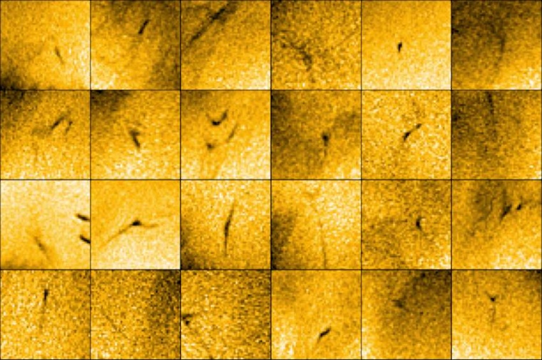 Abb.: Aufnahmen ver­schie­dener Piko-Flare-Ströme, die Solar Orbiter mit dem...
