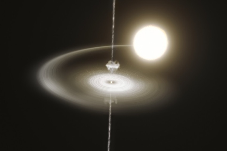 Abb.: Künstlerische Darstellung des Pulsars PSR J1023+0038 (Bild: ESO / M....