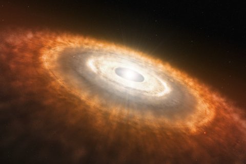 Künstlerische Darstellung der frühen Entstehungsphase des Sonnensystems