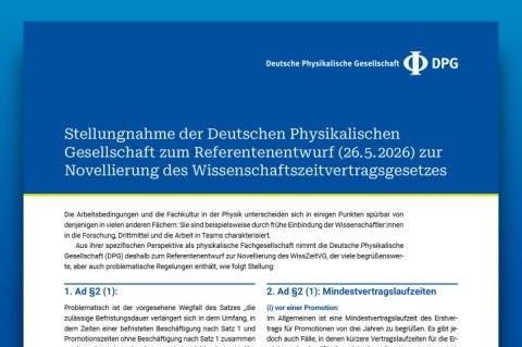 ⇒ DPG-Stellungnahme zum aktuellen Referentenentwurf (2026)