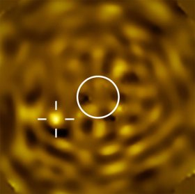 This image, taken with ESO’s Very Large Telescope (VLT), shows the clearest image ever of what likely is Betelgeuse B, a star orbiting Betelgeuse.